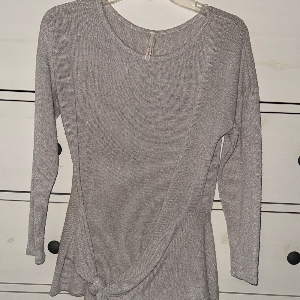 My Story Light Gray Long Sleeve Sweater